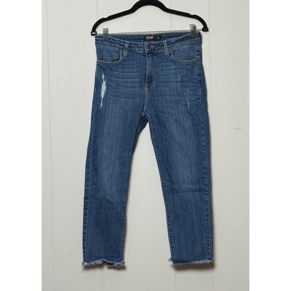 Just Black Denim Women's Distressed Raw Hem Crop Jeans Made in USA Size 29